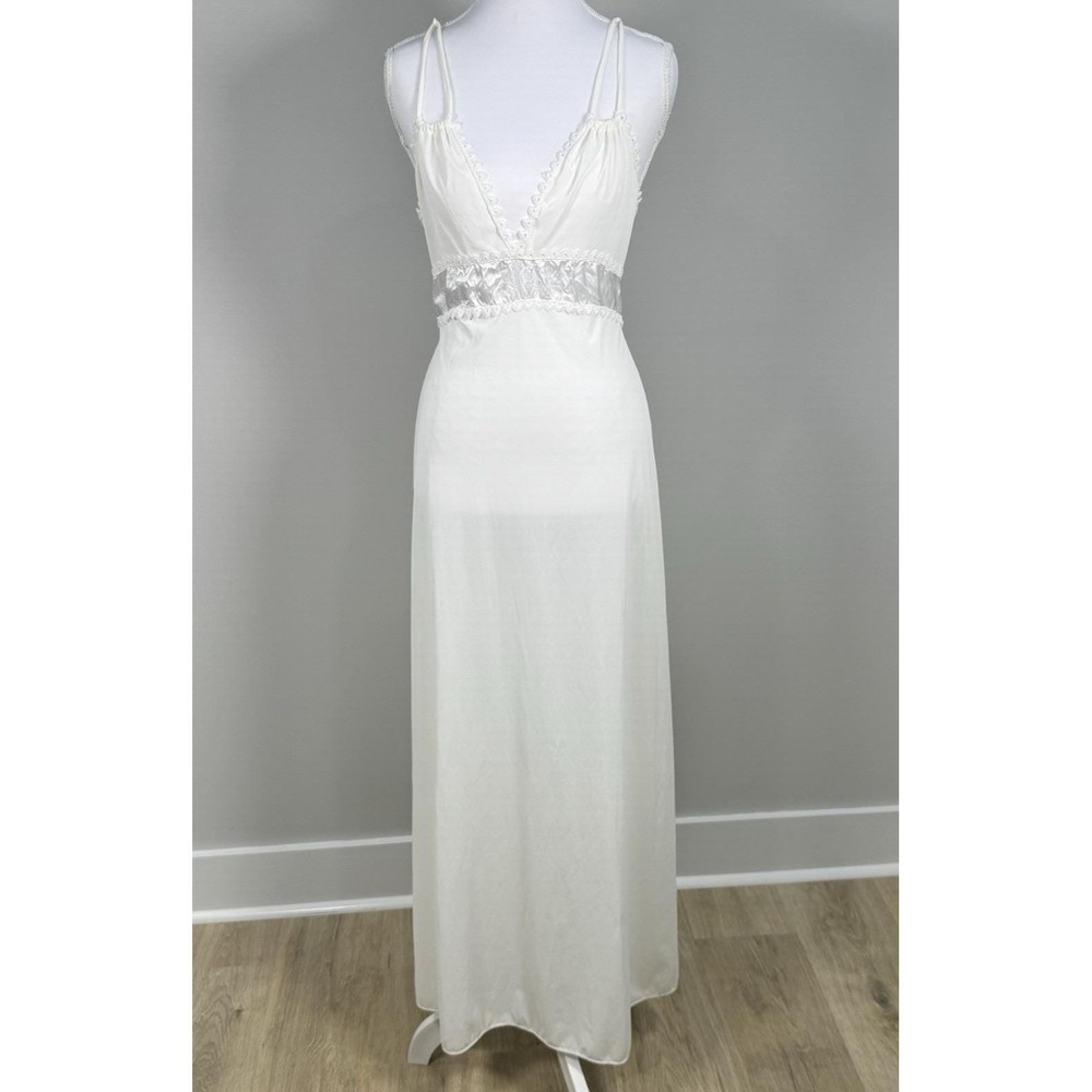 Vintage I Do Union Made Peignoir Set Ivory Robe Nightgown Bridal Lingerie M - Picture 5 of 15